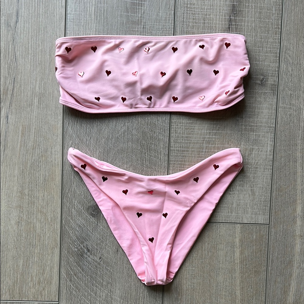 Beach Riot Pink Heart Patterned Bikini Set